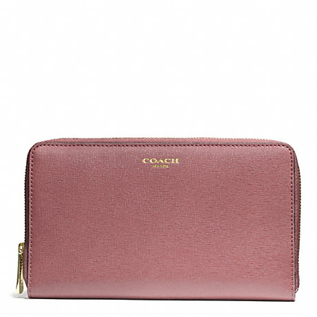 COACH SAFFIANO LEATHER CONTINENTAL ZIP WALLET - LIGHT GOLD/ROUGE - f50285