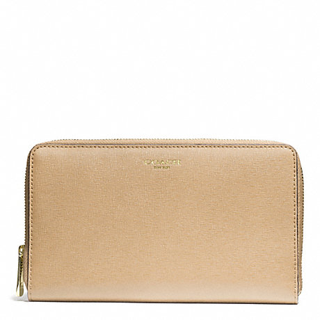 COACH F50285 SAFFIANO LEATHER CONTINENTAL ZIP WALLET LIGHT-GOLD/TAN