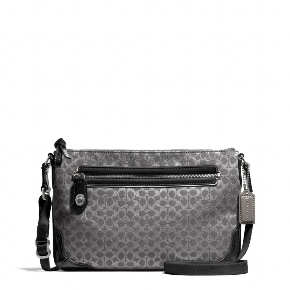 POPPY SIGNATURE C METALLIC OUTLINE EAST/WEST SWINGPACK - SILVER/CHARCOAL/CHARCOAL - COACH F50288