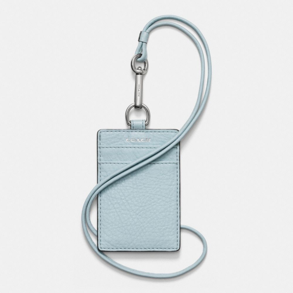 COACH f50317 MADISON ID LANYARD IN LEATHER  SILVER/SEA MIST