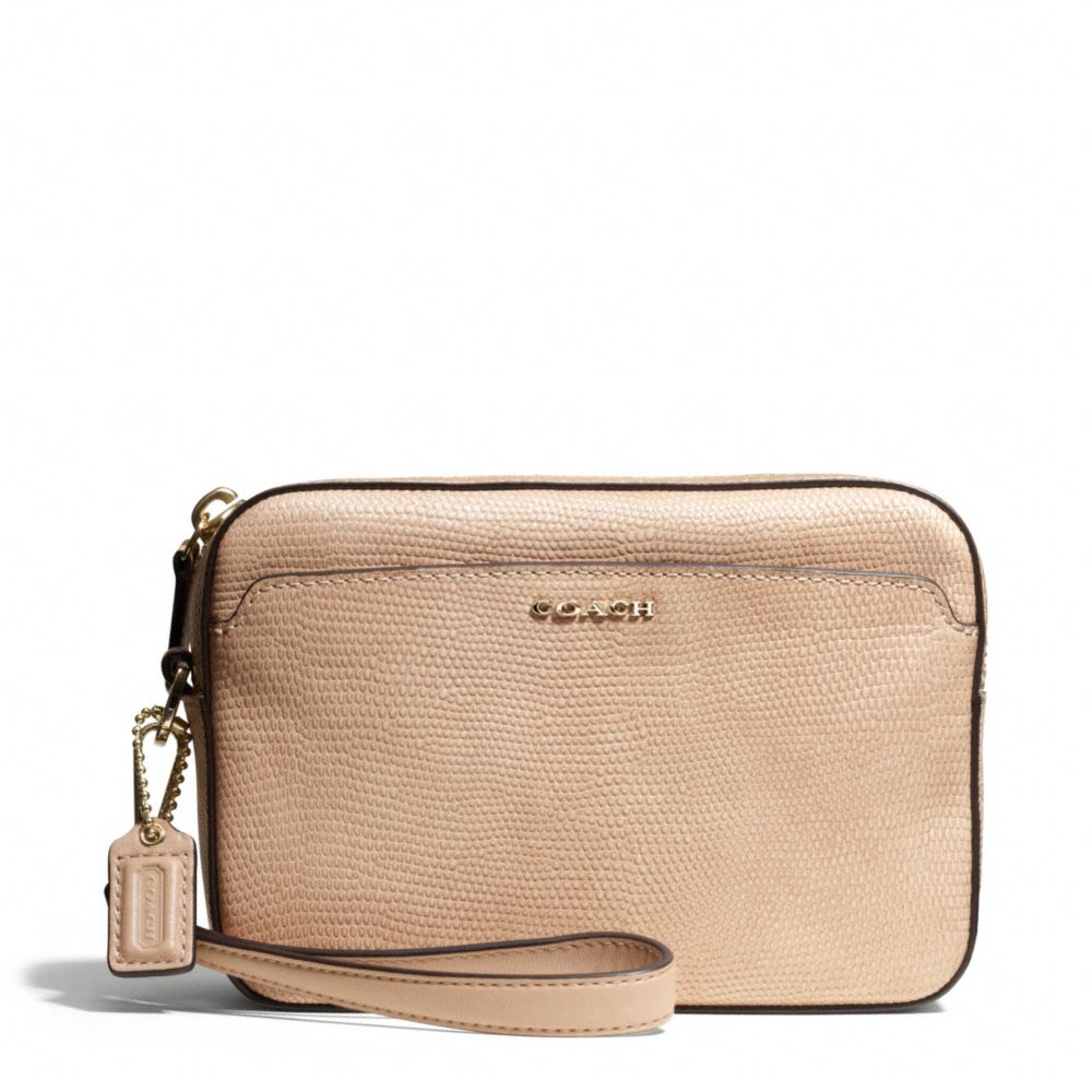 COACH F50318 Madison Glitter Lizard Flight Wristlet LIGHT GOLD/BUFF
