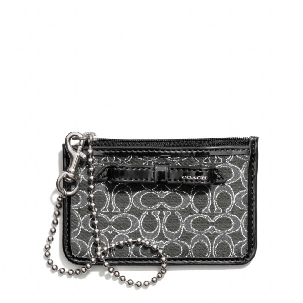 POPPY SIGNATURE C METALLIC OUTLINE ID SKINNY - SILVER/CHARCOAL/CHARCOAL - COACH F50322