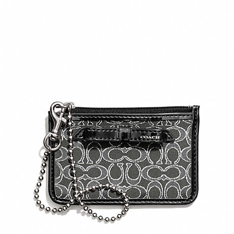 COACH F50322 POPPY SIGNATURE C METALLIC OUTLINE ID SKINNY SILVER/CHARCOAL/CHARCOAL
