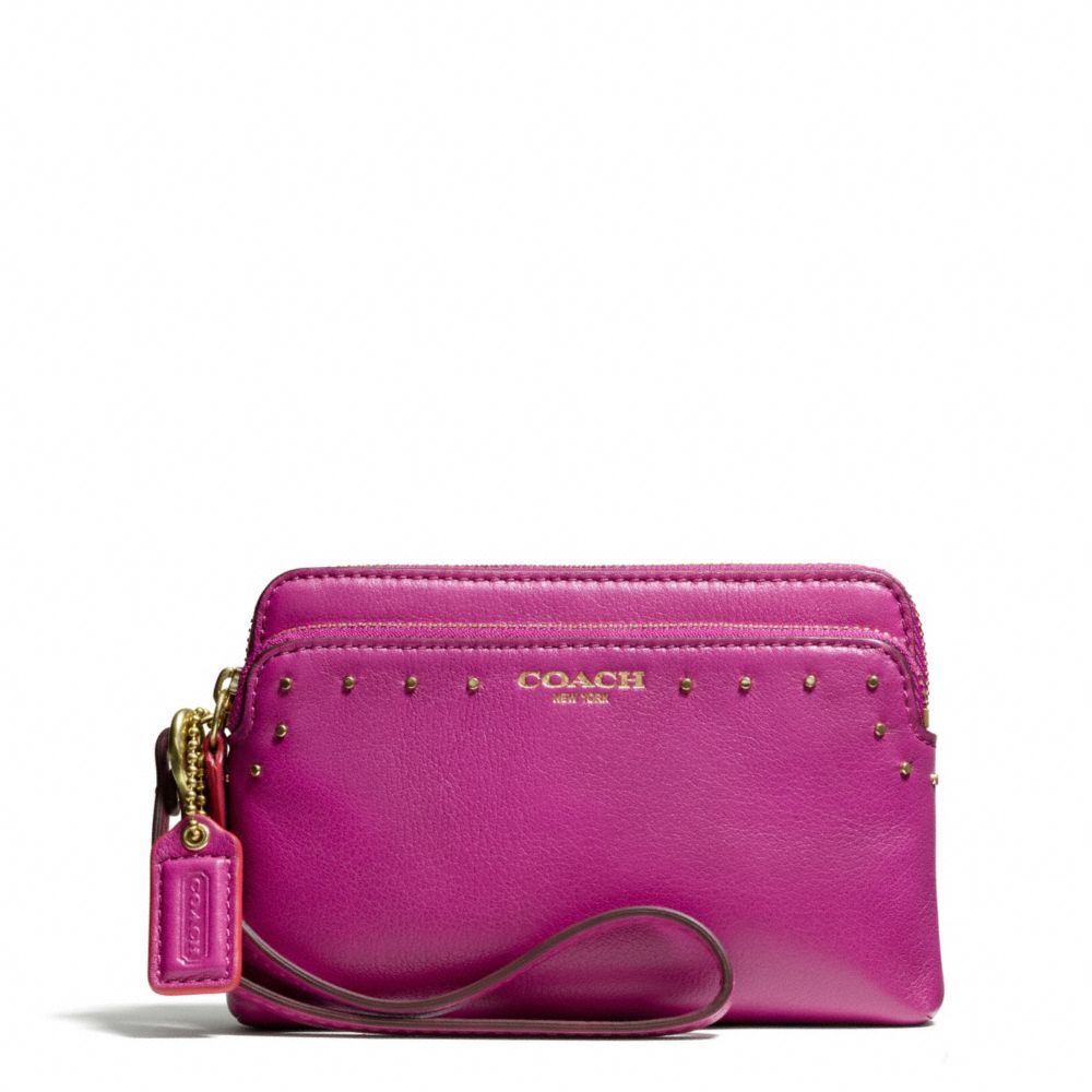 COACH F50332 Poppy Double Zip Wristlet In Studded Leather 