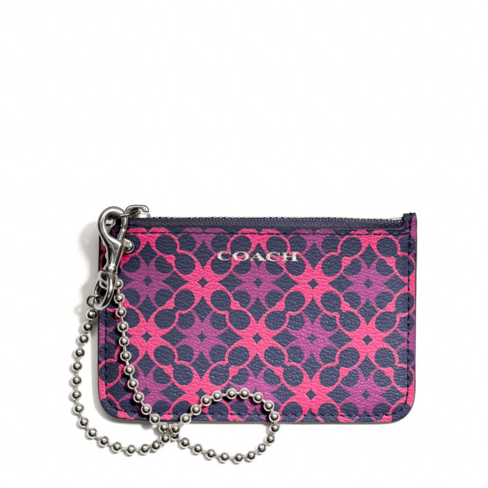 WAVERLY SIGNATURE PRINT COATED CANVAS ID SKINNY - SILVER/NAVY/PINK - COACH F50339