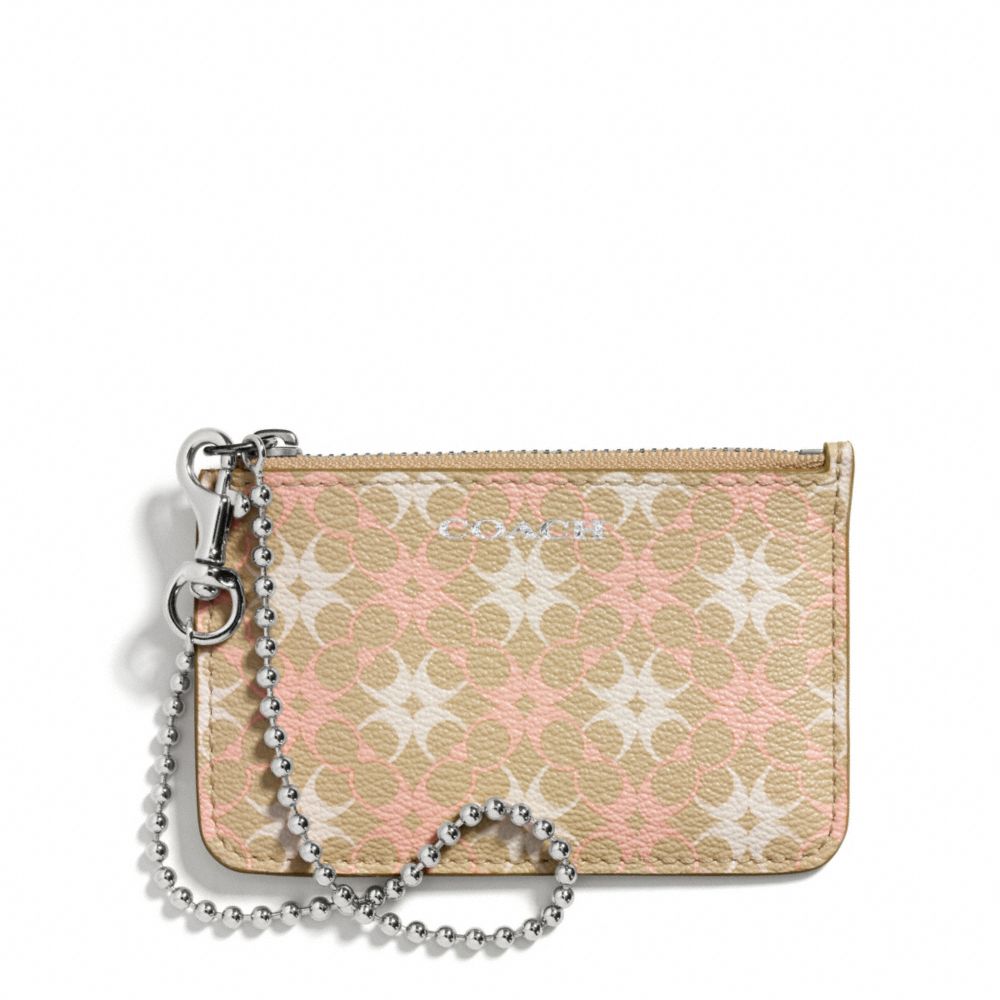 WAVERLY SIGNATURE PRINT COATED CANVAS ID SKINNY - SILVER/KHAKI/LT PINK - COACH F50339