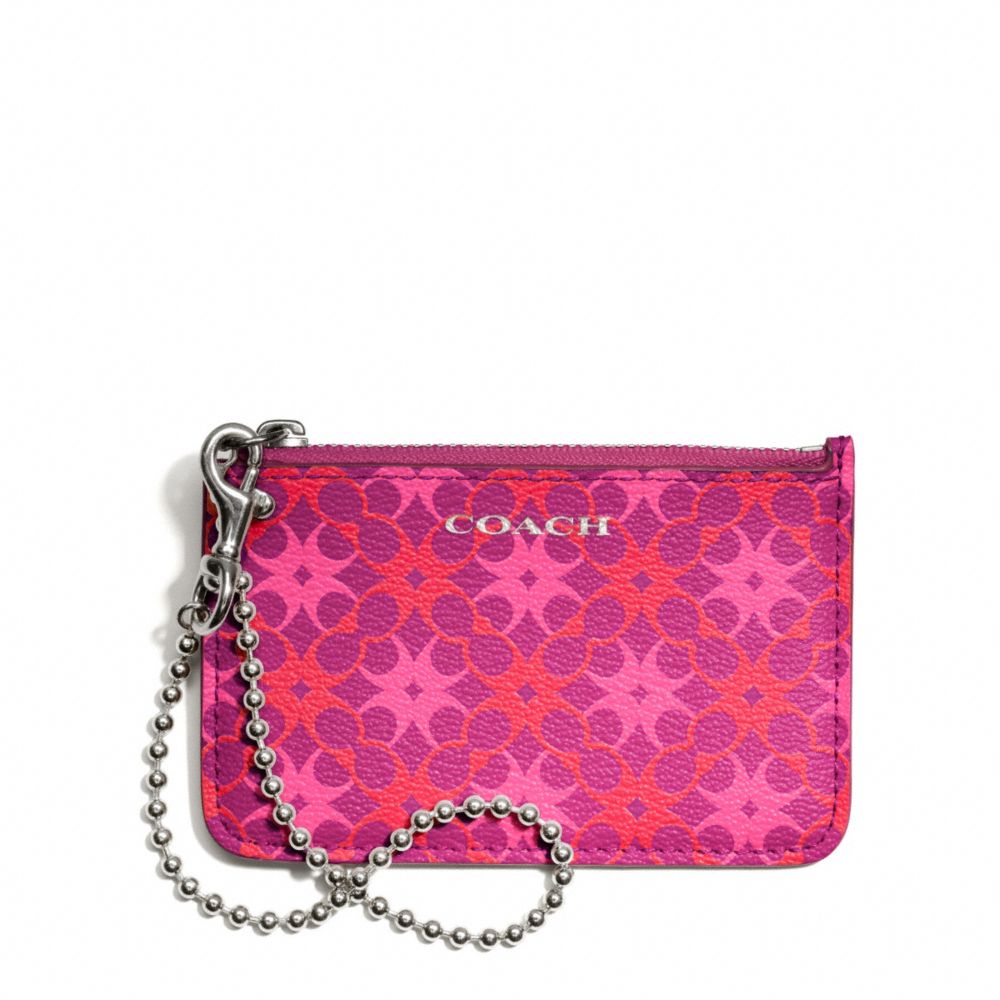 COACH F50339 Waverly Id Skinny In Signature Print Coated Canvas SILVER/MAGENTA