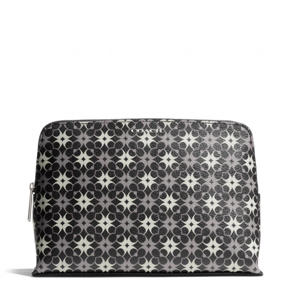 WAVERLY SIGNATURE COATED CANVAS COSMETIC CASE - f50362 - SILVER/BLACK/WHITE