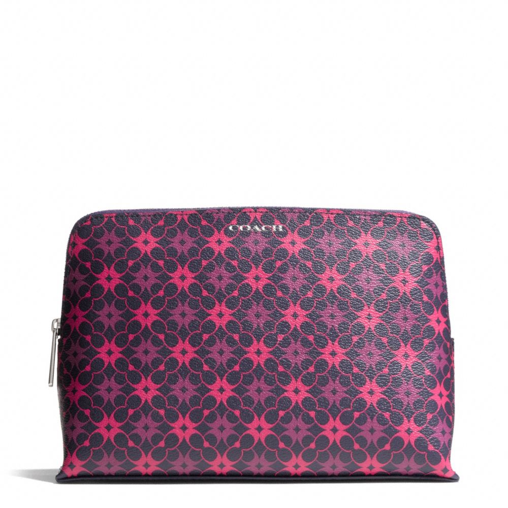 WAVERLY SIGNATURE PRINT COATED CANVAS COSMETIC CASE - SILVER/NAVY/PINK - COACH F50362