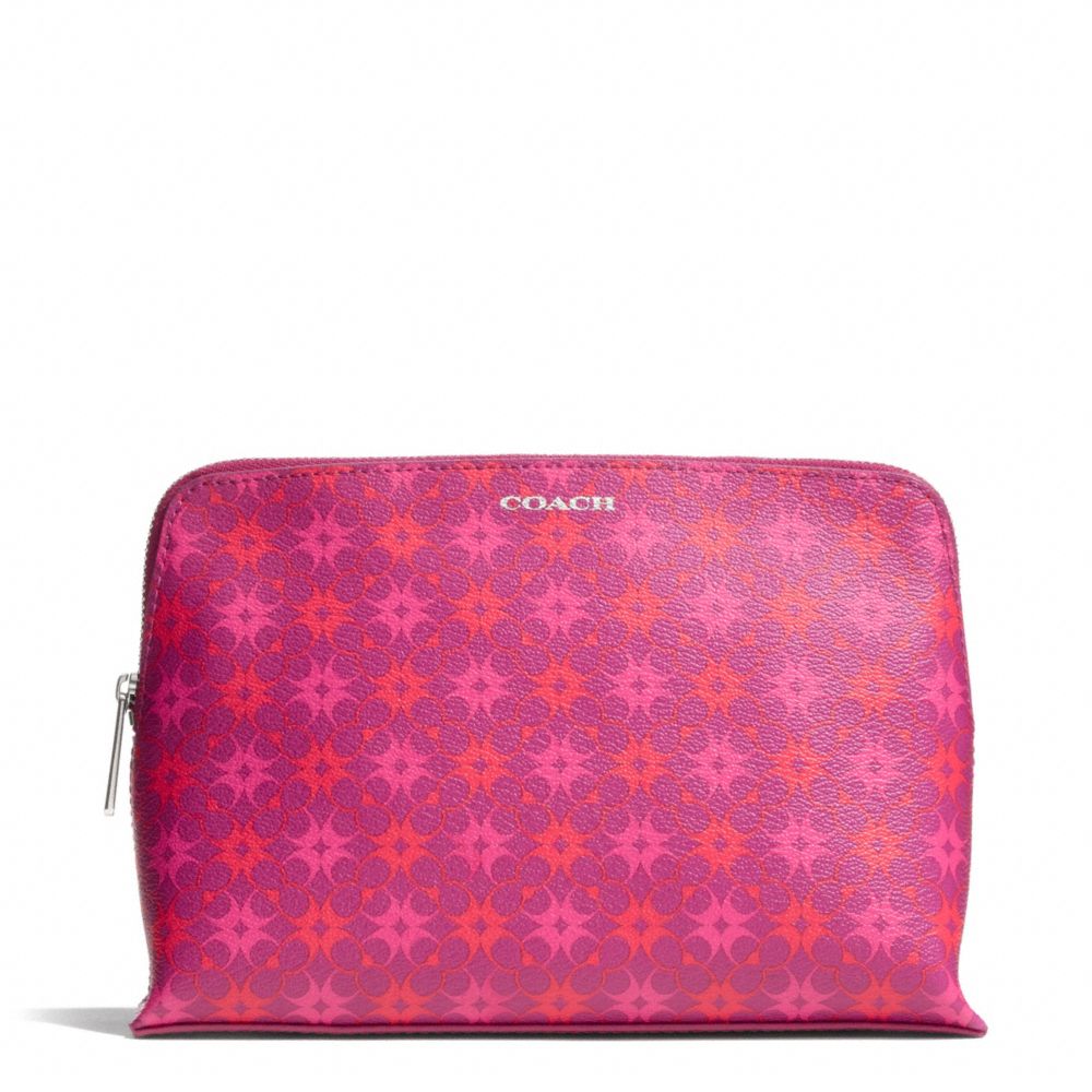 COACH F50362 Waverly Signature Print Coated Canvas Cosmetic Case SILVER/MAGENTA