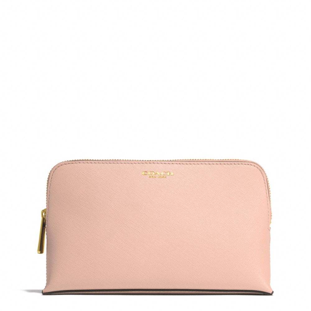 COACH MEDIUM SAFFIANO LEATHER COSMETIC CASE - LIGHT GOLD/PEACH ROSE - f50371