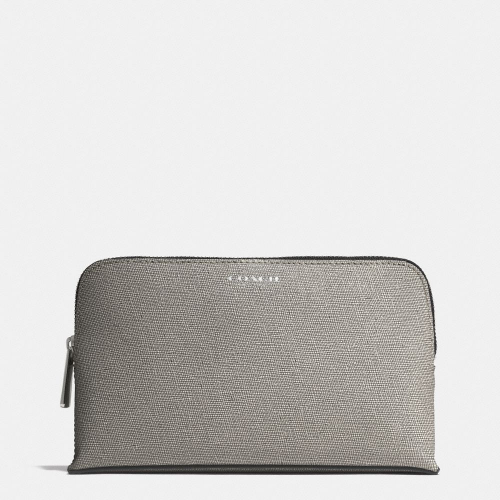 COACH F50371 MEDIUM COSMETIC CASE IN SAFFIANO LEATHER -SILVER/CEMENT