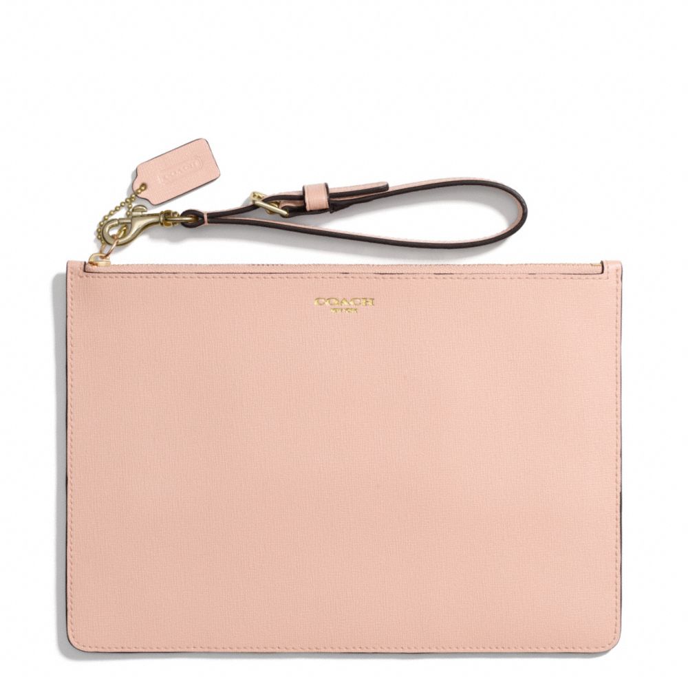 SAFFIANO LEATHER FLAT ZIP CASE - LIGHT GOLD/PEACH ROSE - COACH F50372