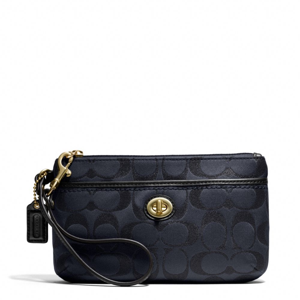 COACH f50422 CAMPBELL SIGNATURE METALLIC MEDIUM WRISTLET BRASS/MIDNIGHT