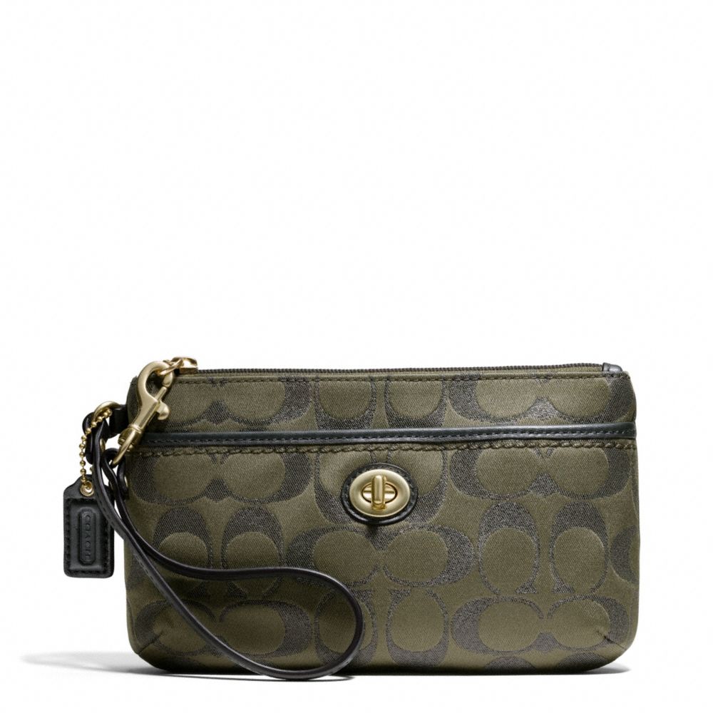 COACH f50422 CAMPBELL SIGNATURE METALLIC MEDIUM WRISTLET BRASS/MOSS