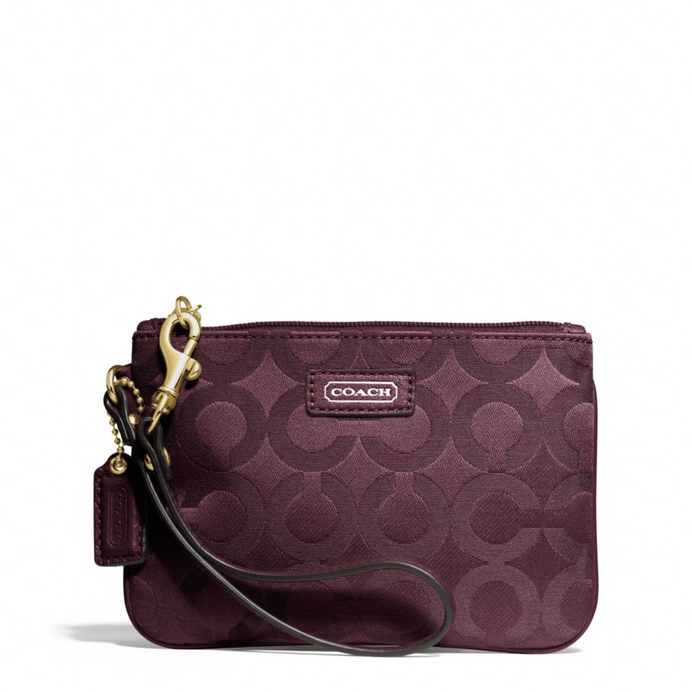 COACH f50423 TAYLOR OP ART SIGNATURE SMALL WRISTLET BRASS/BORDEAUX