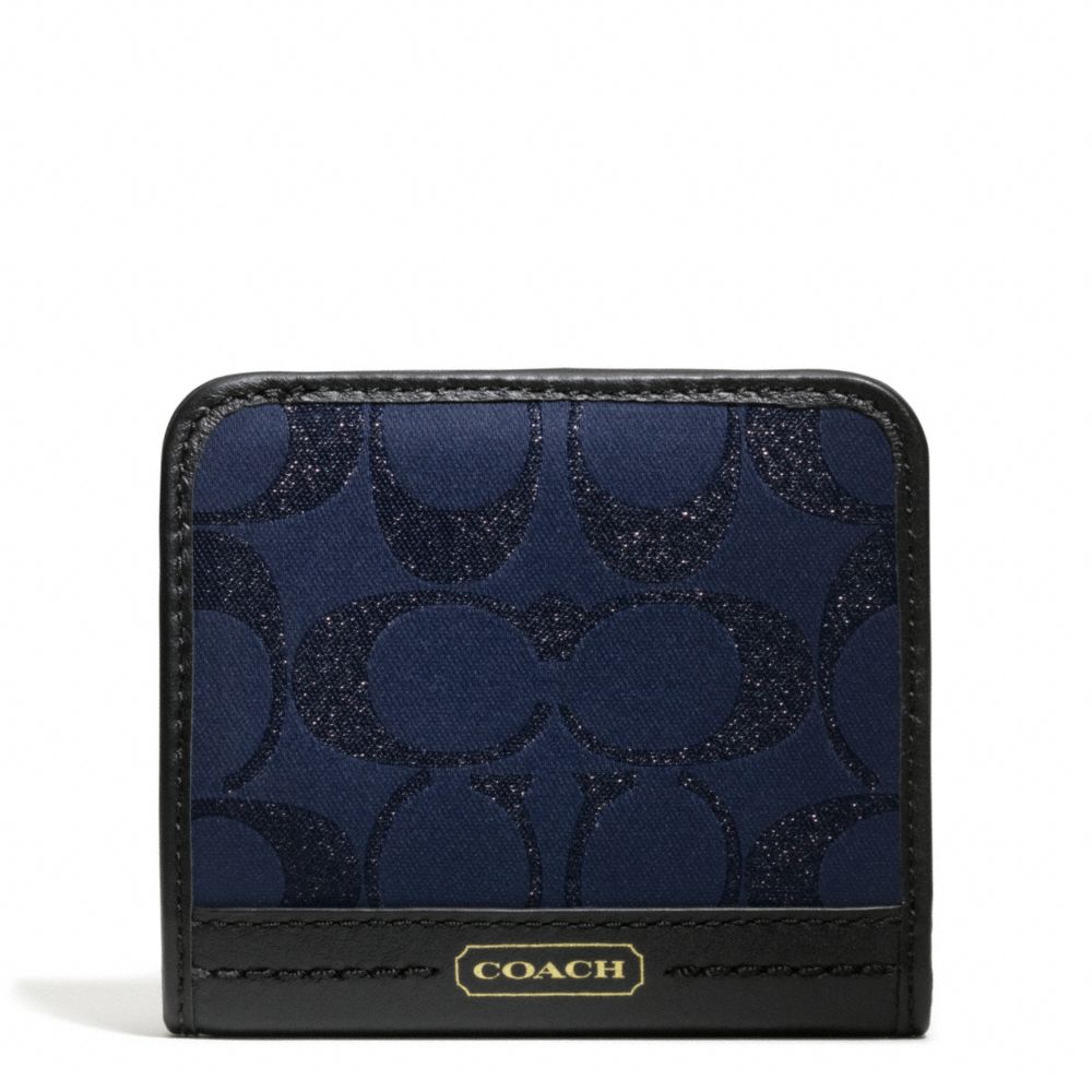 COACH F50424 Campbell Signature Metallic Small Wallet BRASS/MIDNIGHT