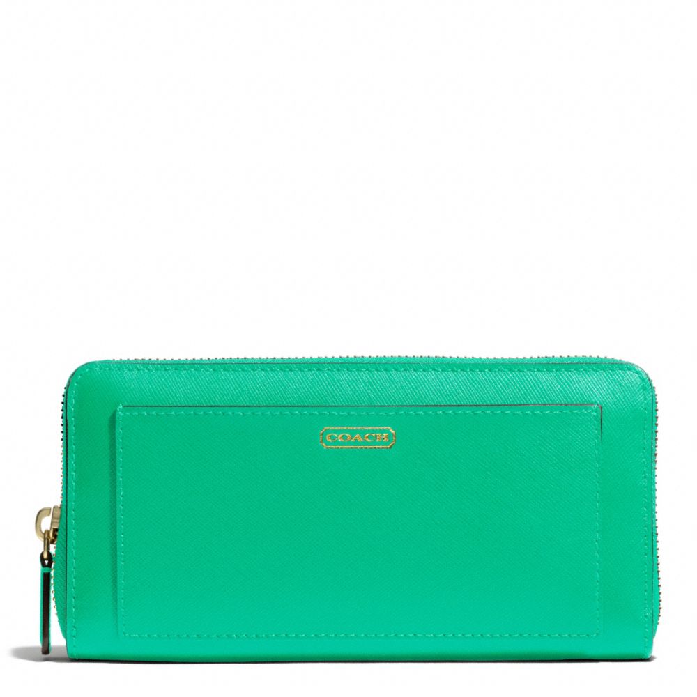 COACH F50427 Darcy Accordion Zip Wallet In Leather BRASS/JADE