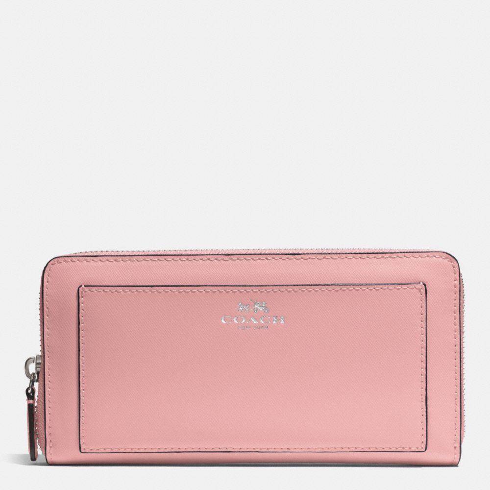 DARCY LEATHER ACCORDION ZIP WALLET - SILVER/LIGHT PINK - COACH F50427