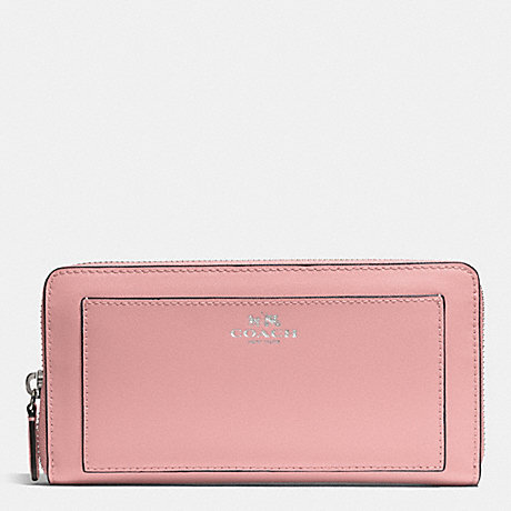 COACH F50427 DARCY LEATHER ACCORDION ZIP WALLET SILVER/LIGHT-PINK
