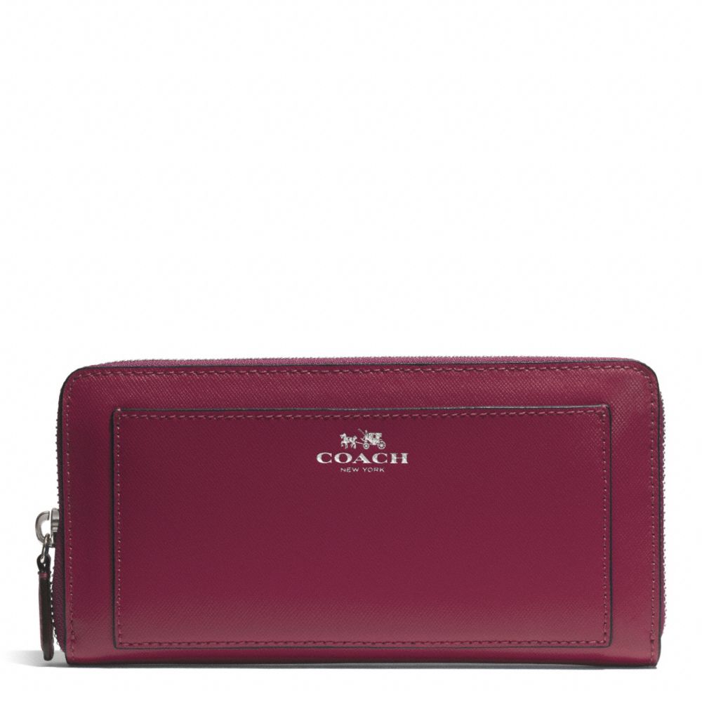 DARCY LEATHER ACCORDION ZIP WALLET - SILVER/MERLOT - COACH F50427