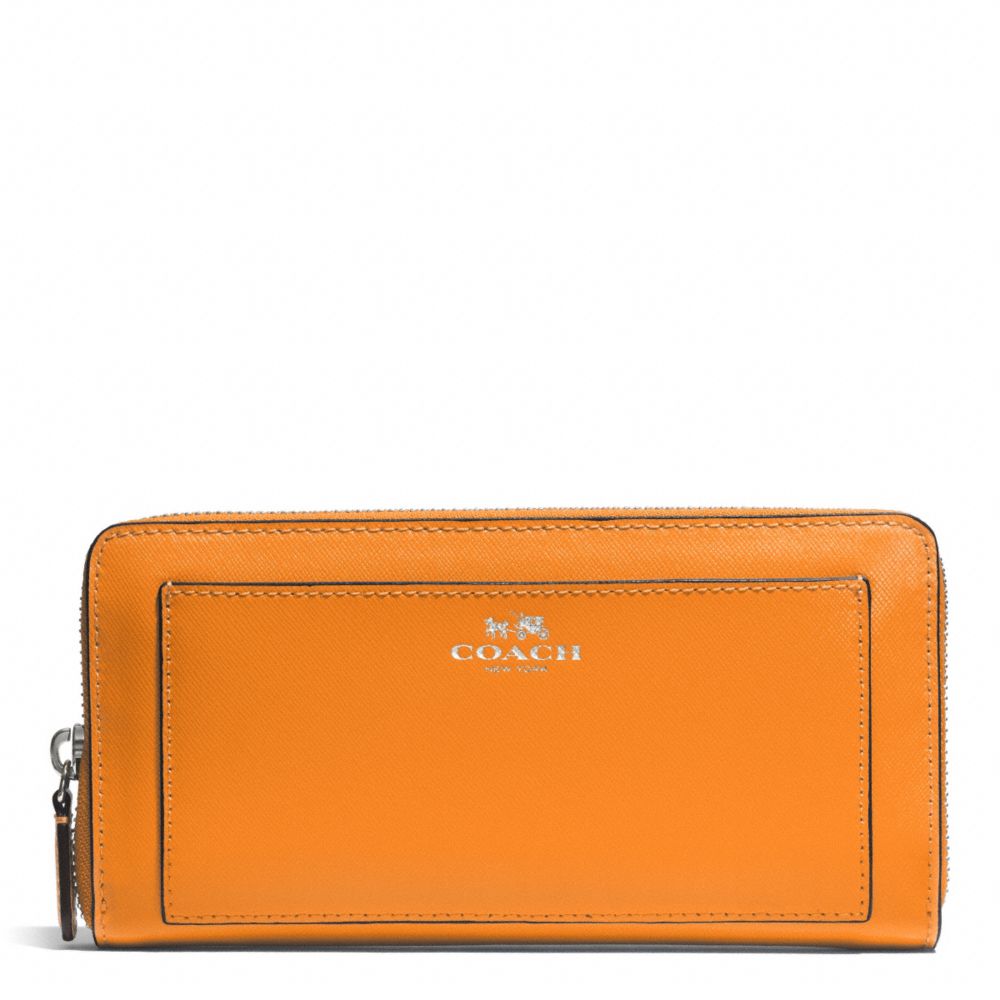 DARCY LEATHER ACCORDION ZIP WALLET - f50427 - SILVER/TANGERINE