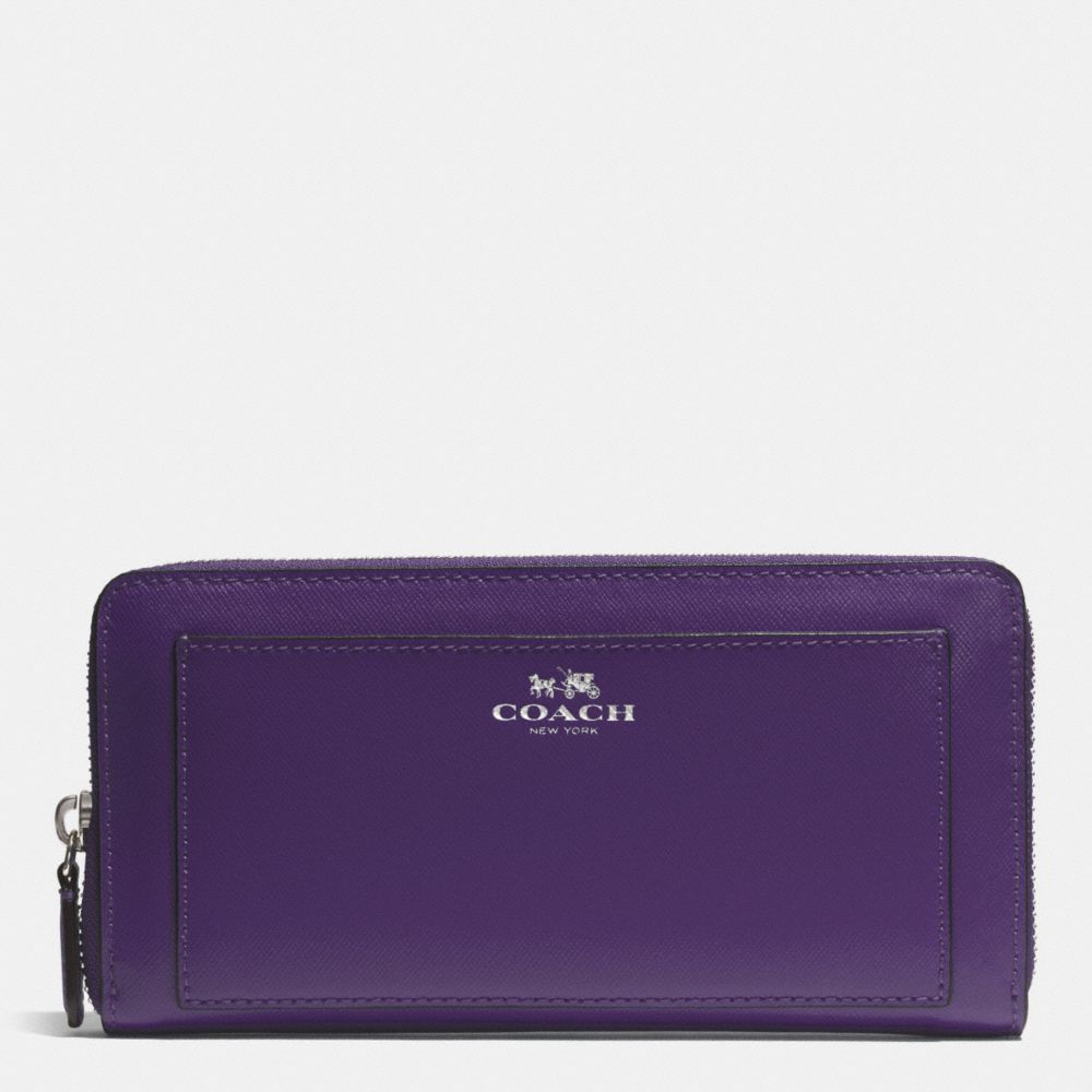 DARCY LEATHER ACCORDION ZIP WALLET - f50427 - SILVER/VIOLET