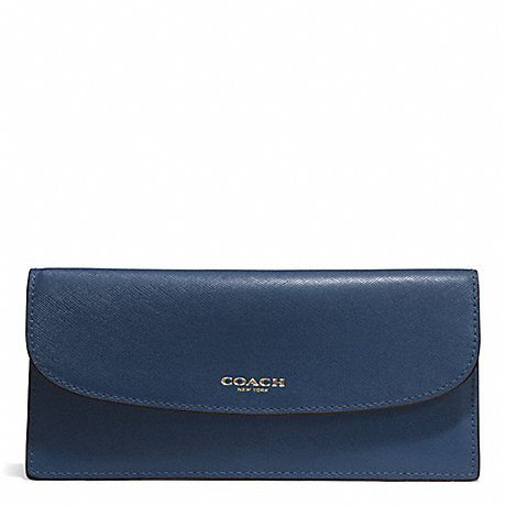 COACH f50428 DARCY LEATHER SOFT WALLET INK BLUE