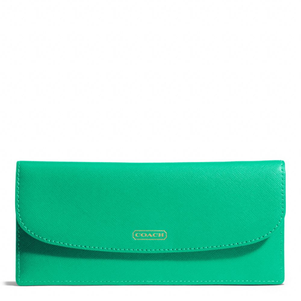 DARCY SOFT WALLET IN LEATHER - BRASS/JADE - COACH F50428