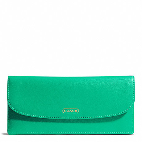COACH F50428 DARCY SOFT WALLET IN LEATHER BRASS/JADE