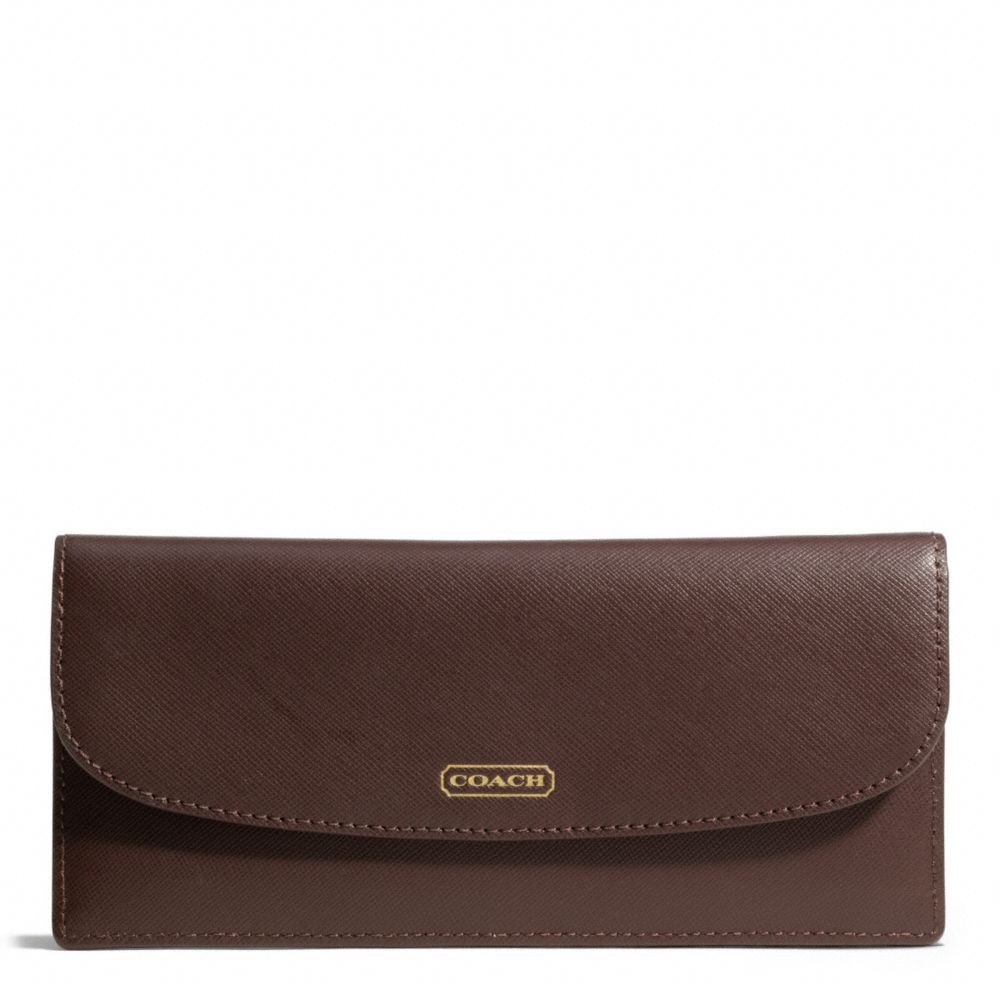 DARCY LEATHER SOFT WALLET - f50428 - BRASS/MAHOGANY