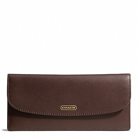 COACH DARCY LEATHER SOFT WALLET - BRASS/MAHOGANY - f50428