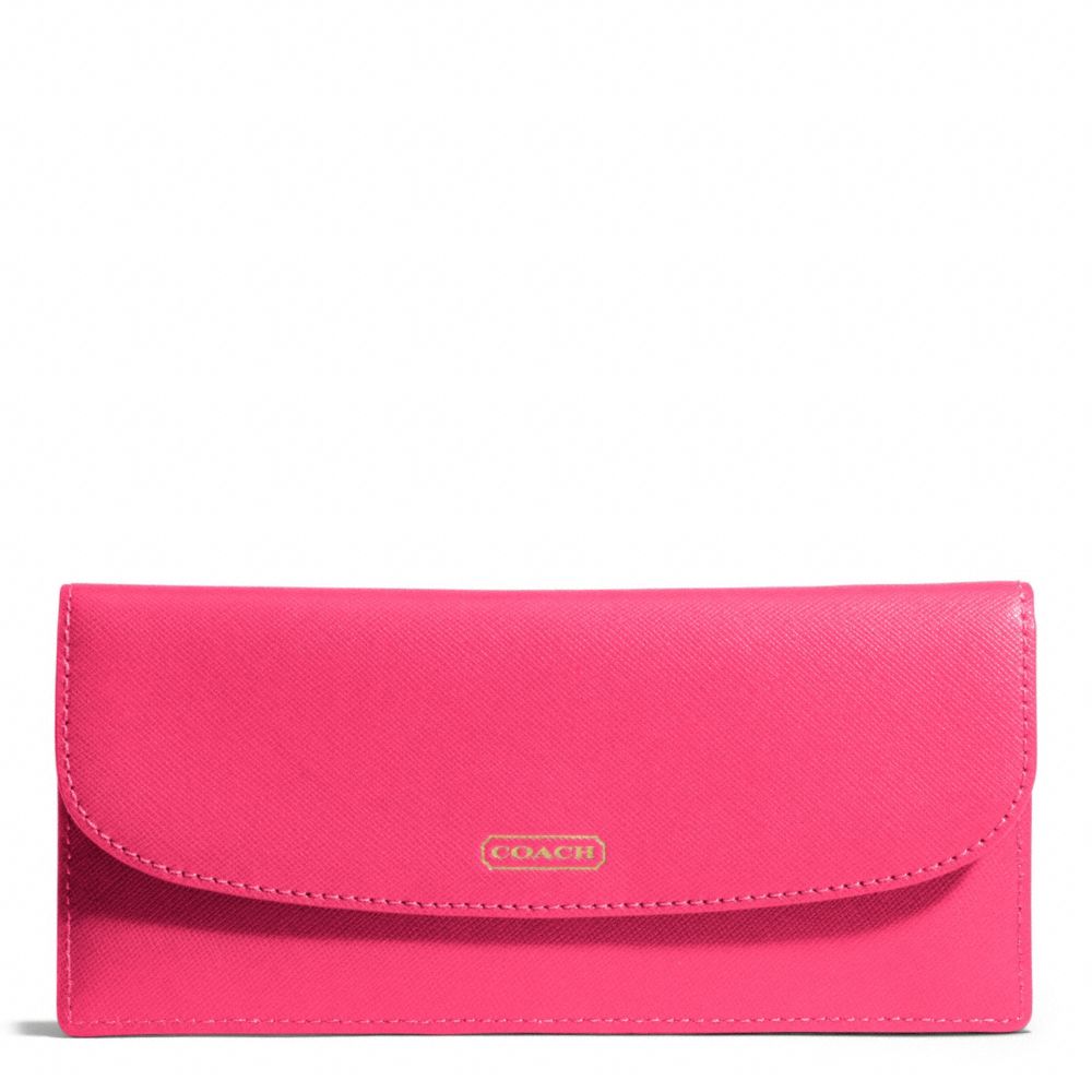 COACH F50428 Darcy Soft Wallet In Leather BRASS/POMEGRANATE