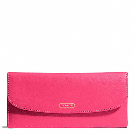 COACH F50428 DARCY SOFT WALLET IN LEATHER BRASS/POMEGRANATE