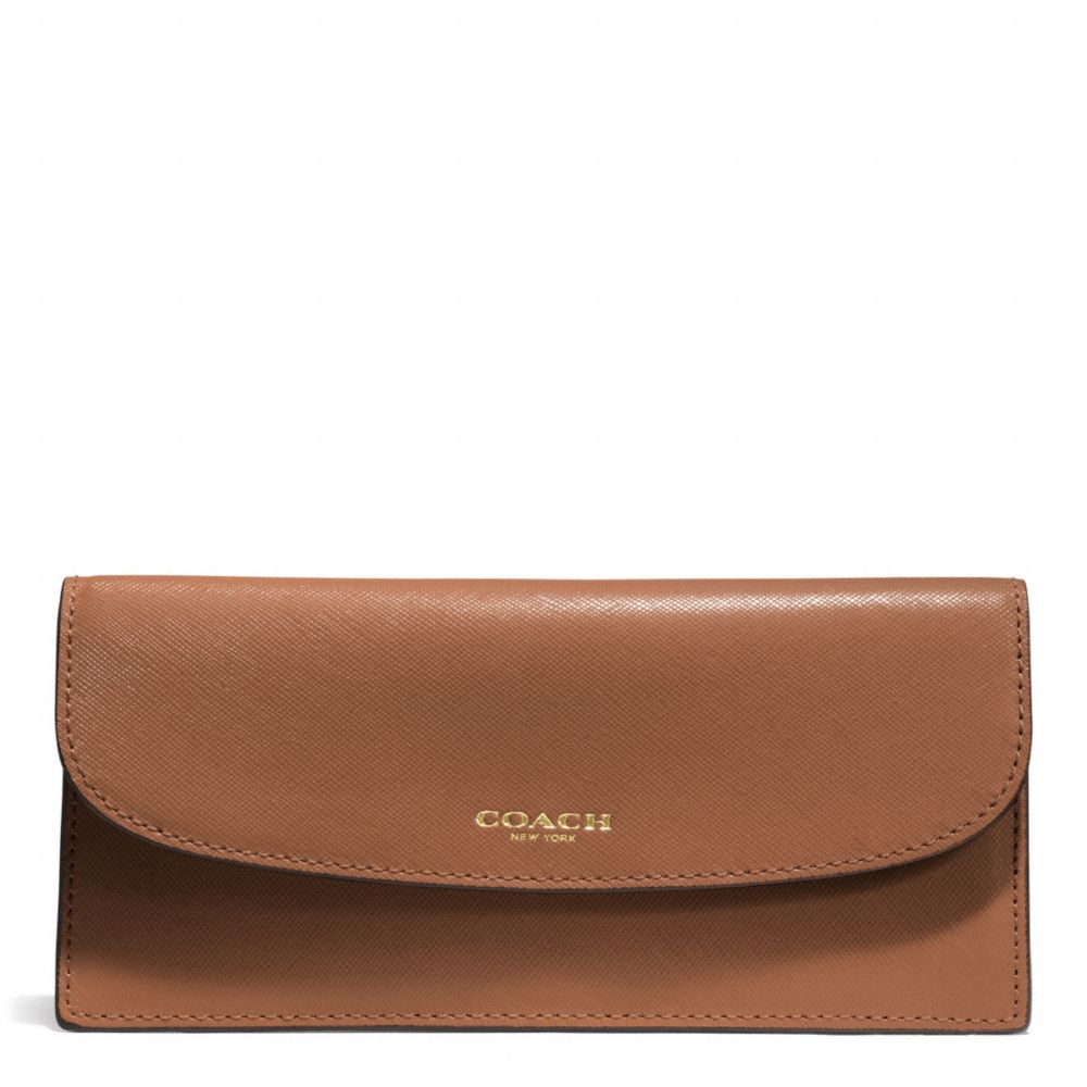 COACH DARCY LEATHER SOFT WALLET - BRASS/SADDLE - f50428