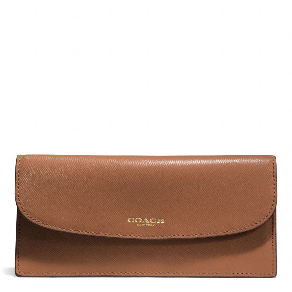 COACH f50428 DARCY LEATHER SOFT WALLET BRASS/SADDLE