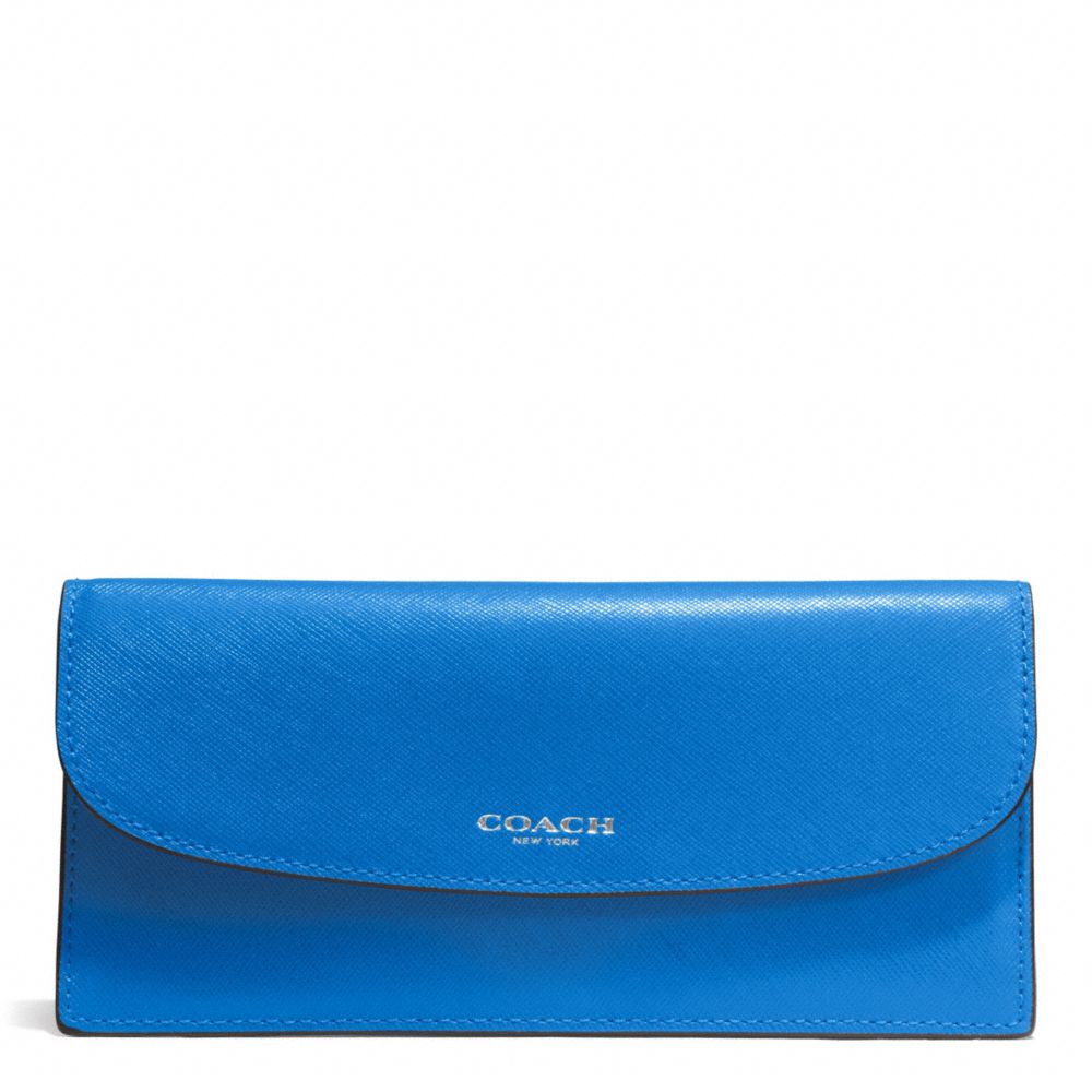 DARCY LEATHER SOFT WALLET - f50428 - SILVER/CERULEAN