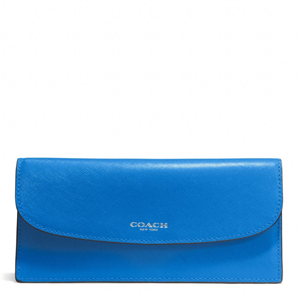 COACH F50428 Darcy Leather Soft Wallet SILVER/CERULEAN