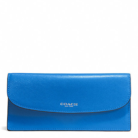 COACH F50428 DARCY LEATHER SOFT WALLET SILVER/CERULEAN