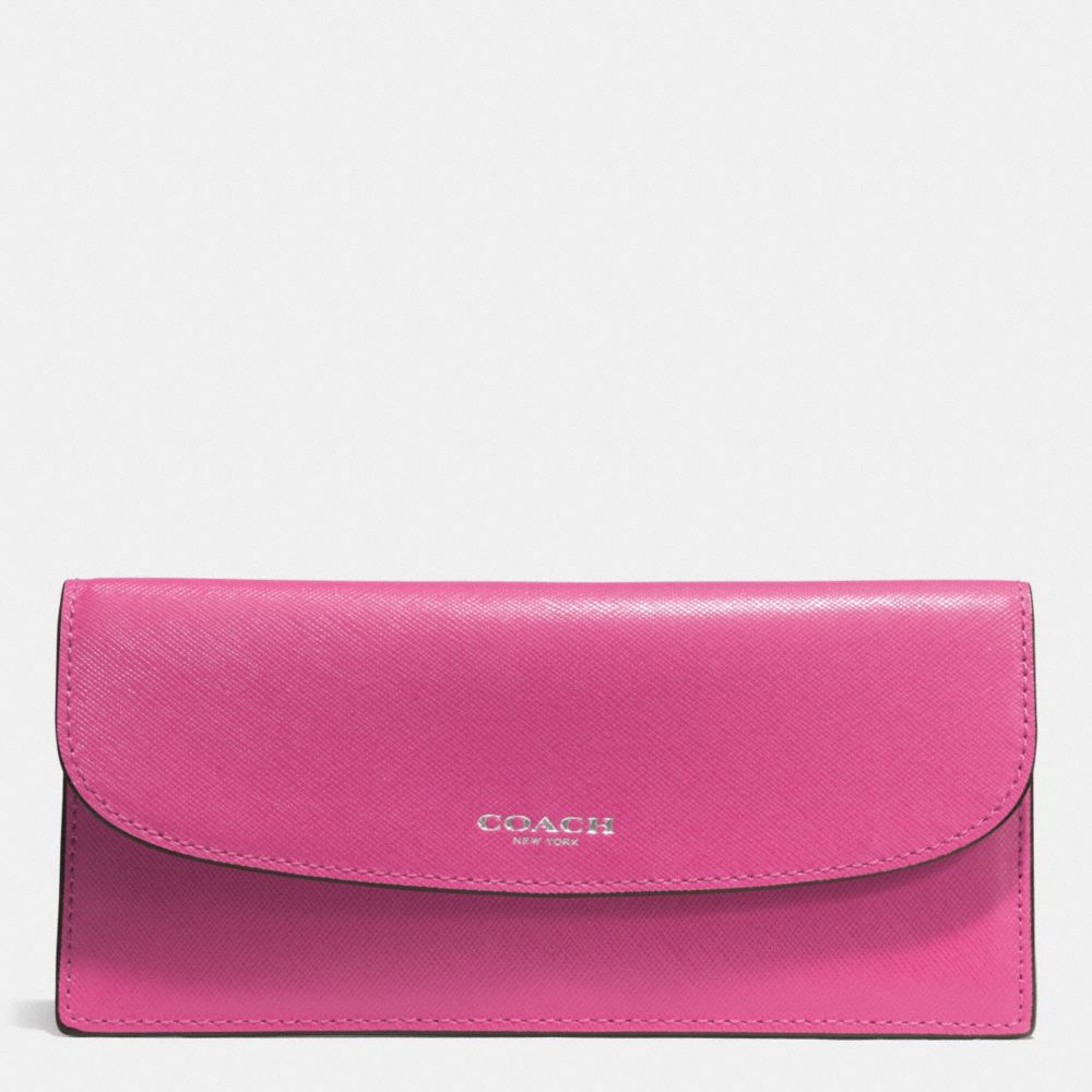 COACH F50428 DARCY LEATHER SOFT WALLET SILVER/FUCHSIA