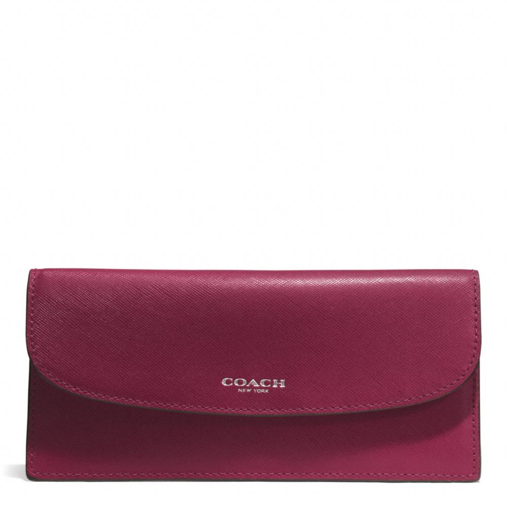 COACH DARCY LEATHER SOFT WALLET - SILVER/MERLOT - f50428