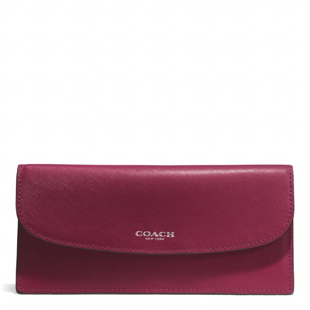 COACH f50428 DARCY LEATHER SOFT WALLET SILVER/MERLOT