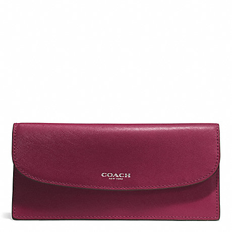 COACH DARCY LEATHER SOFT WALLET - SILVER/MERLOT - f50428