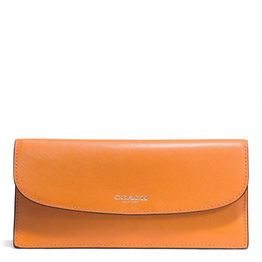 COACH DARCY LEATHER SOFT WALLET - SILVER/TANGERINE - f50428