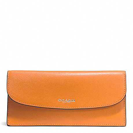 COACH DARCY LEATHER SOFT WALLET - SILVER/TANGERINE - f50428