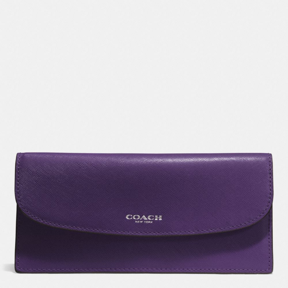COACH DARCY LEATHER SOFT WALLET - SILVER/VIOLET - f50428