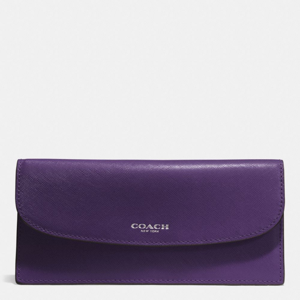 COACH F50428 DARCY LEATHER SOFT WALLET SILVER/VIOLET