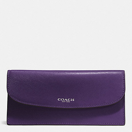 COACH F50428 DARCY LEATHER SOFT WALLET SILVER/VIOLET