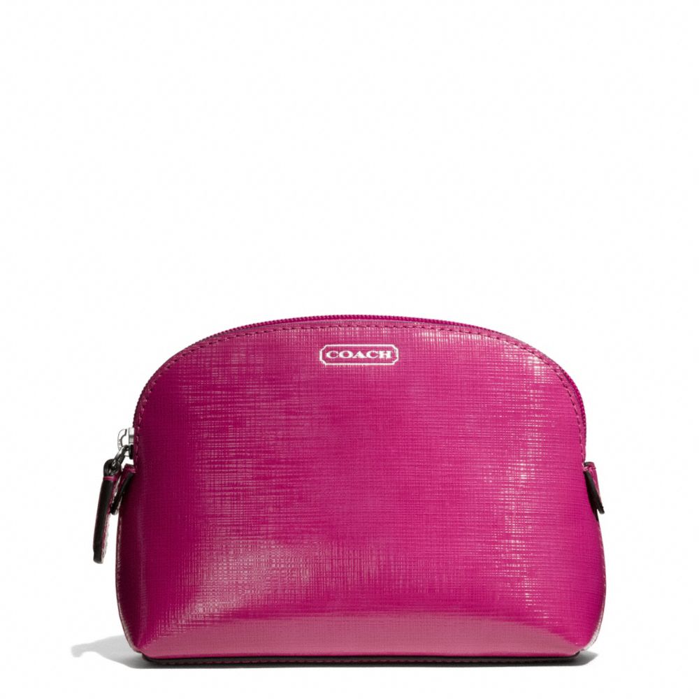 COACH f50429 DARCY PATENT LEATHER SMALL COSMETIC CASE SILVER/BRIGHT MAGENTA