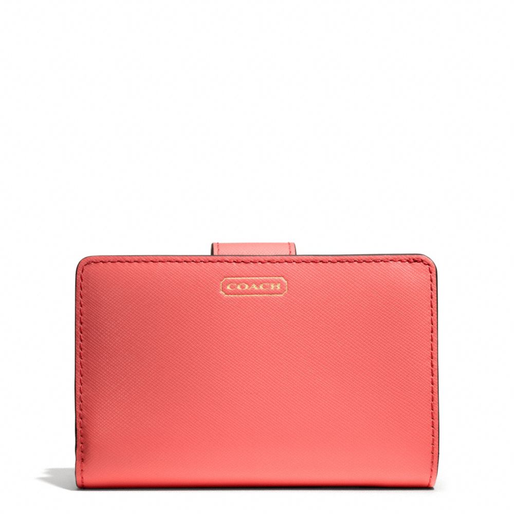DARCY LEATHER MEDIUM WALLET - BRASS/CORAL - COACH F50431